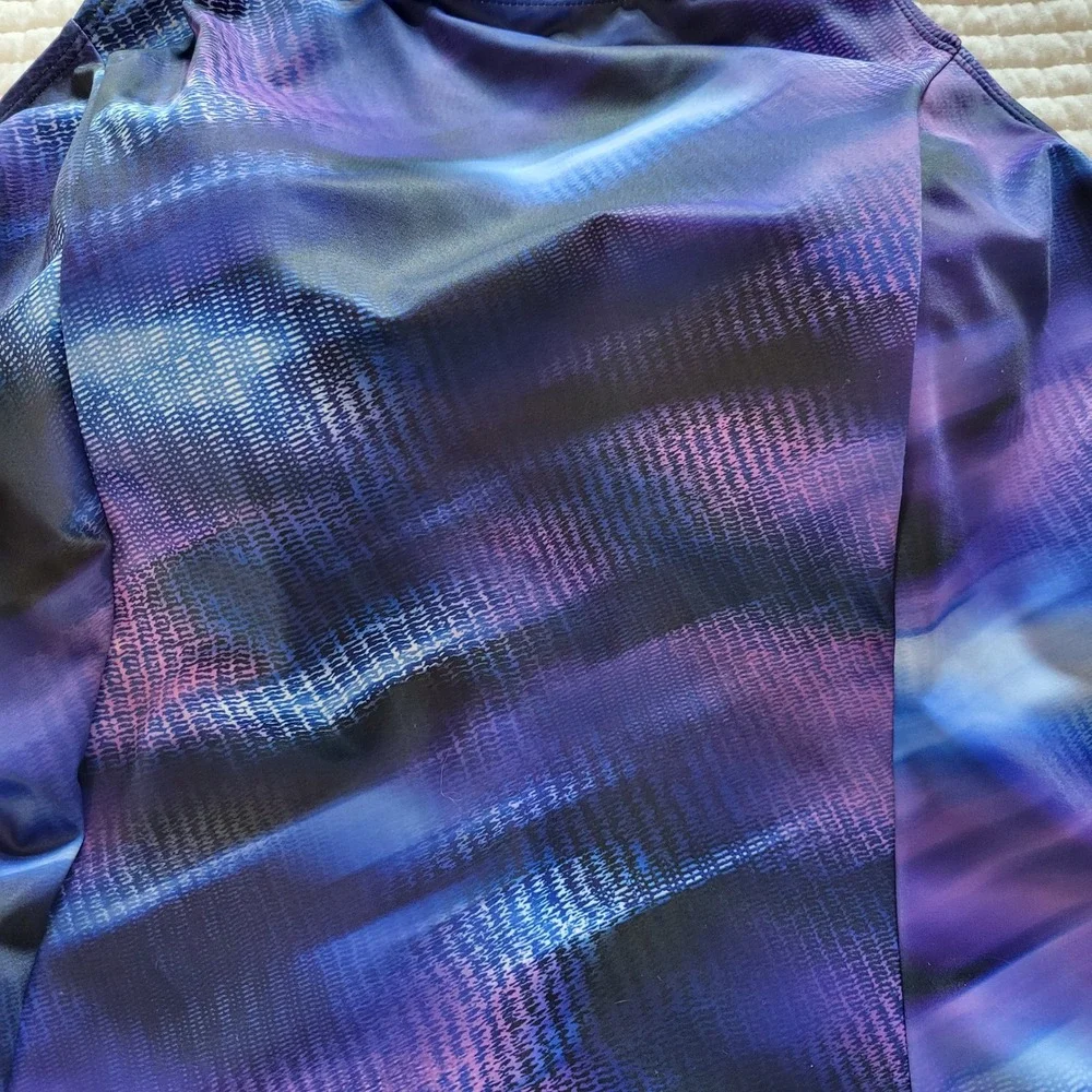 Aquabelle Swimsuits For All Purple Blue‎ Abstract Tankini Top Plus Size 20 - Picture 2 of 11